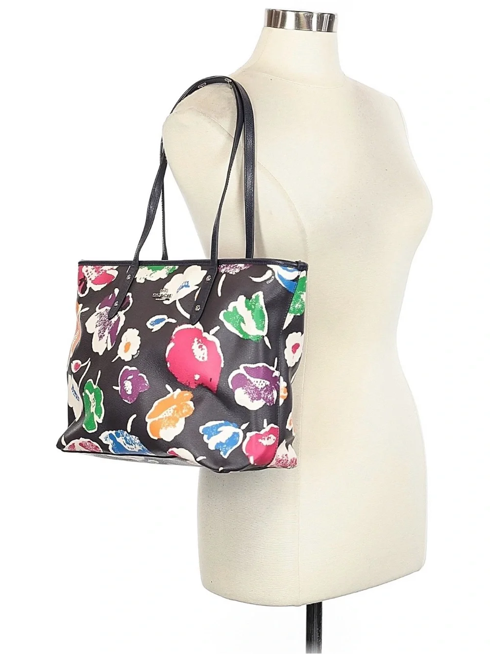 Coach floral print tote shoulder bag purse